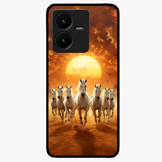 Wild Sunset Majesty Glass Case showing flat back view with majestic sunset landscape artwork and glossy glass finish.