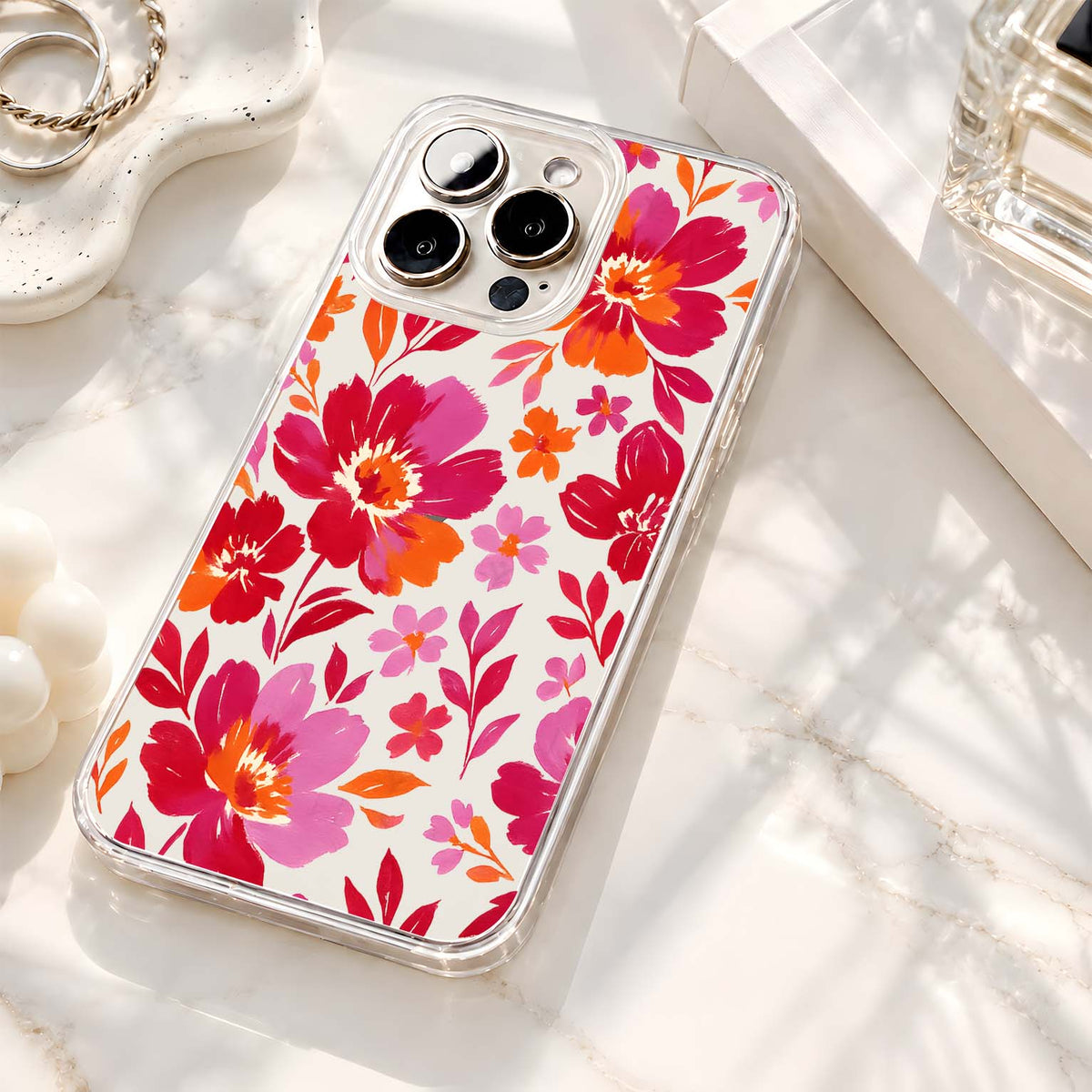 Vibrant Floral Painting Clear Silicon Cover