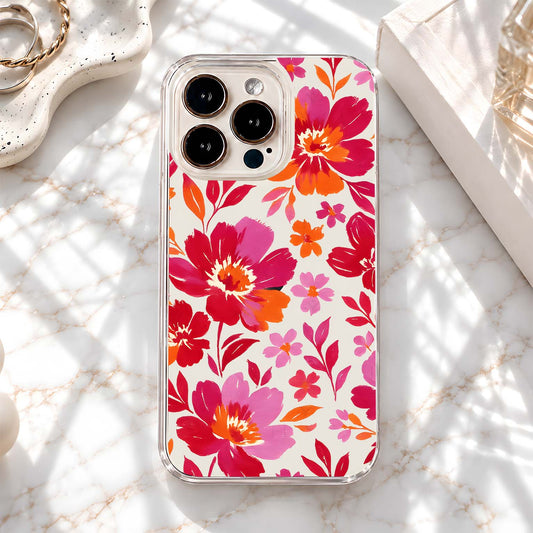 Vibrant Floral Painting Clear Silicon Cover