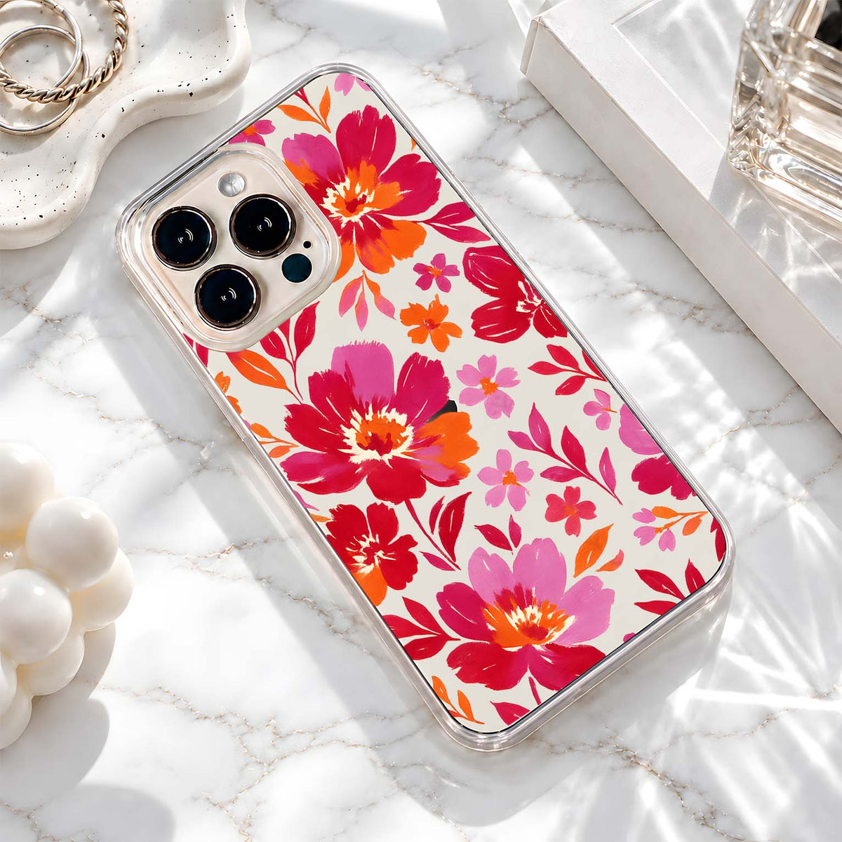 Vibrant Floral Painting Clear Silicon Cover