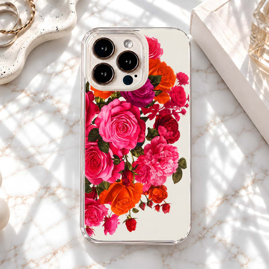 Vibrant Rose Bouquet Clear Silicon Cover