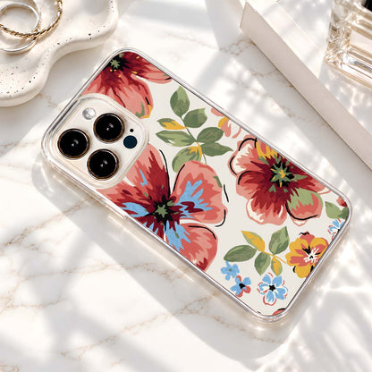 Vintage Peach Floral Painting Clear Silicon Cover