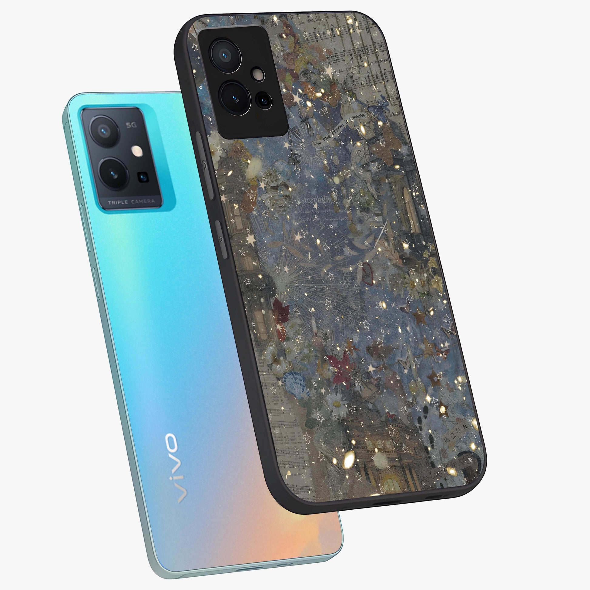 Aesthetic Astrolophia Glass Case displayed in angled mockup highlighting artistic aesthetic elements and smooth glass surface.