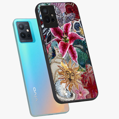 Beaded Garden Fantasy Glass Case displayed in angled mockup highlighting fantasy inspired floral bead pattern.