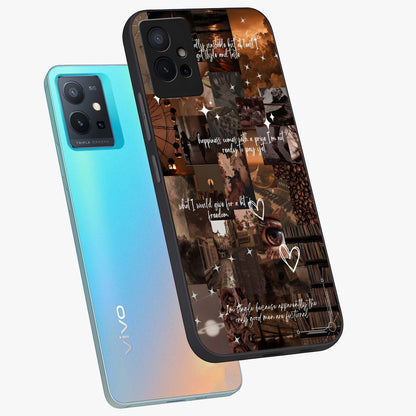 Bittersweet Aesthetic Chaos Glass Case displayed in angled mockup highlighting expressive abstract artwork and edgy aesthetic theme.
