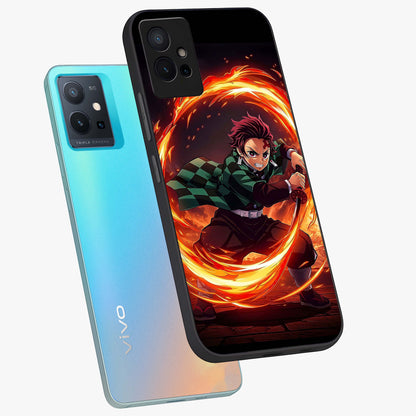 Blazing Sword Resolve Glass Case displayed in angled mockup highlighting powerful sword illustration and bold fantasy theme.