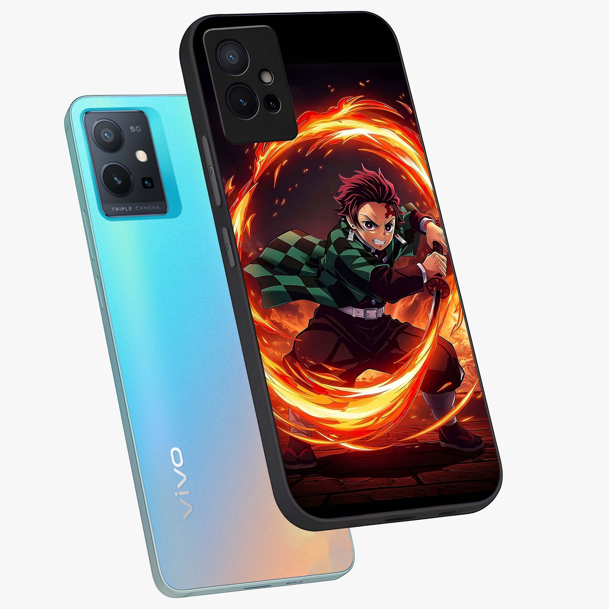 Blazing Sword Resolve Glass Case displayed in angled mockup highlighting powerful sword illustration and bold fantasy theme.