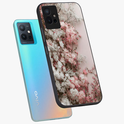 Blush Blossom Cloud Glass Case displayed in angled mockup highlighting soft cloud and blossom design with pastel aesthetic.