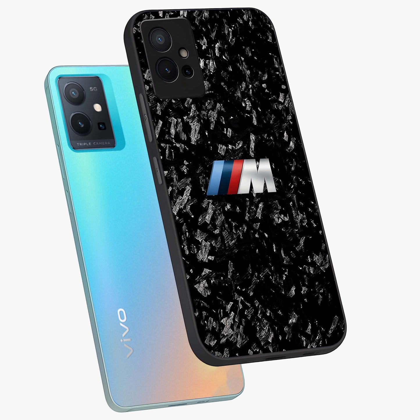 Carbon Speed Mark Glass Case displayed in angled mockup highlighting racing inspired carbon design and sleek aesthetic style.