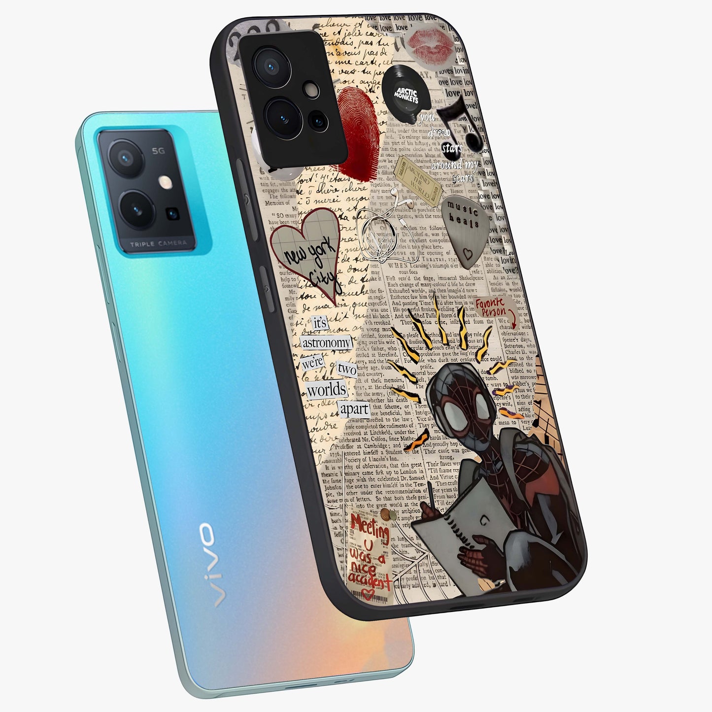 City Dream Sketch Glass Case displayed in angled mockup highlighting minimal city illustration with aesthetic sketch style.