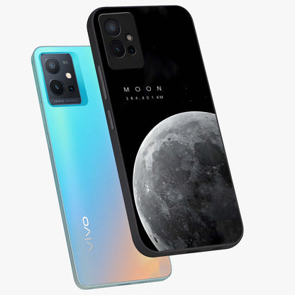 Cosmic Moon Glow Glass Case displayed in angled mockup highlighting celestial moon design with cosmic aesthetic theme.