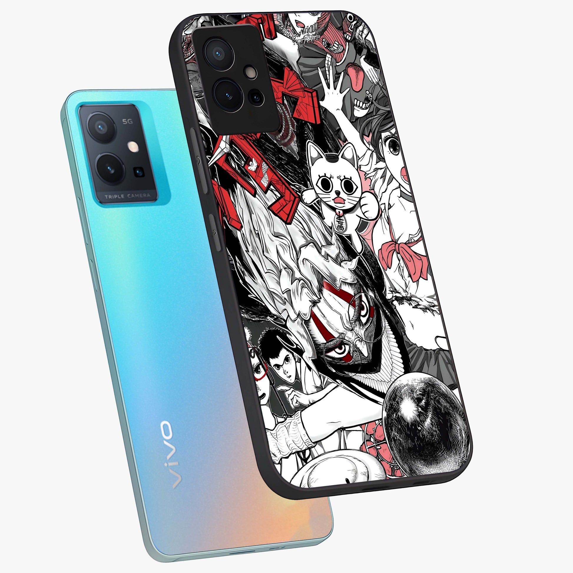 Crimson Chaos Panel Glass Case displayed in angled mockup highlighting chaotic panel style design with modern graphic theme.