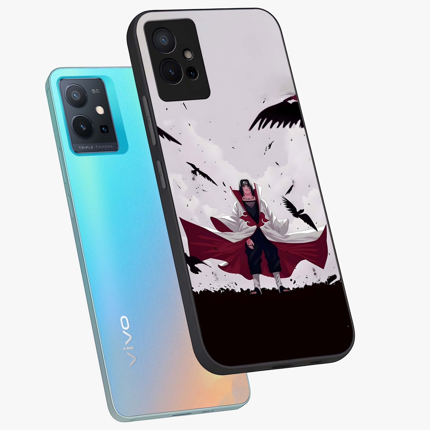 Crimson Crow Ascension Glass Case displayed in angled mockup highlighting powerful crow illustration with dark crimson aesthetic.