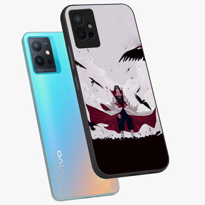 Crimson Crow Ascension Glass Case displayed in angled mockup highlighting powerful crow illustration with dark crimson aesthetic.