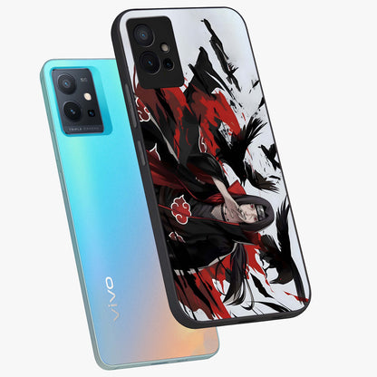 Crimson Crow Illusion Glass Case displayed in angled mockup highlighting mysterious crow graphic with dark aesthetic style.