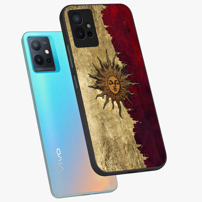 Crimson Sun Majesty Glass Case displayed in angled mockup highlighting majestic crimson sun design with bold aesthetic style.