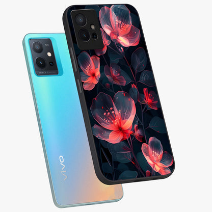 Dark Shade of Flower Glass Case displayed in angled mockup highlighting moody floral illustration with aesthetic dark tones.