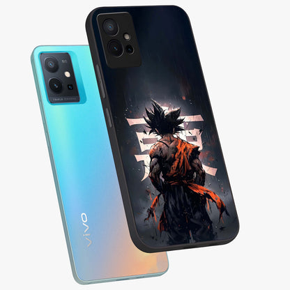 Dark Warrior In Rain Glass Case displayed in angled mockup highlighting dramatic warrior illustration with dark rain aesthetic.
