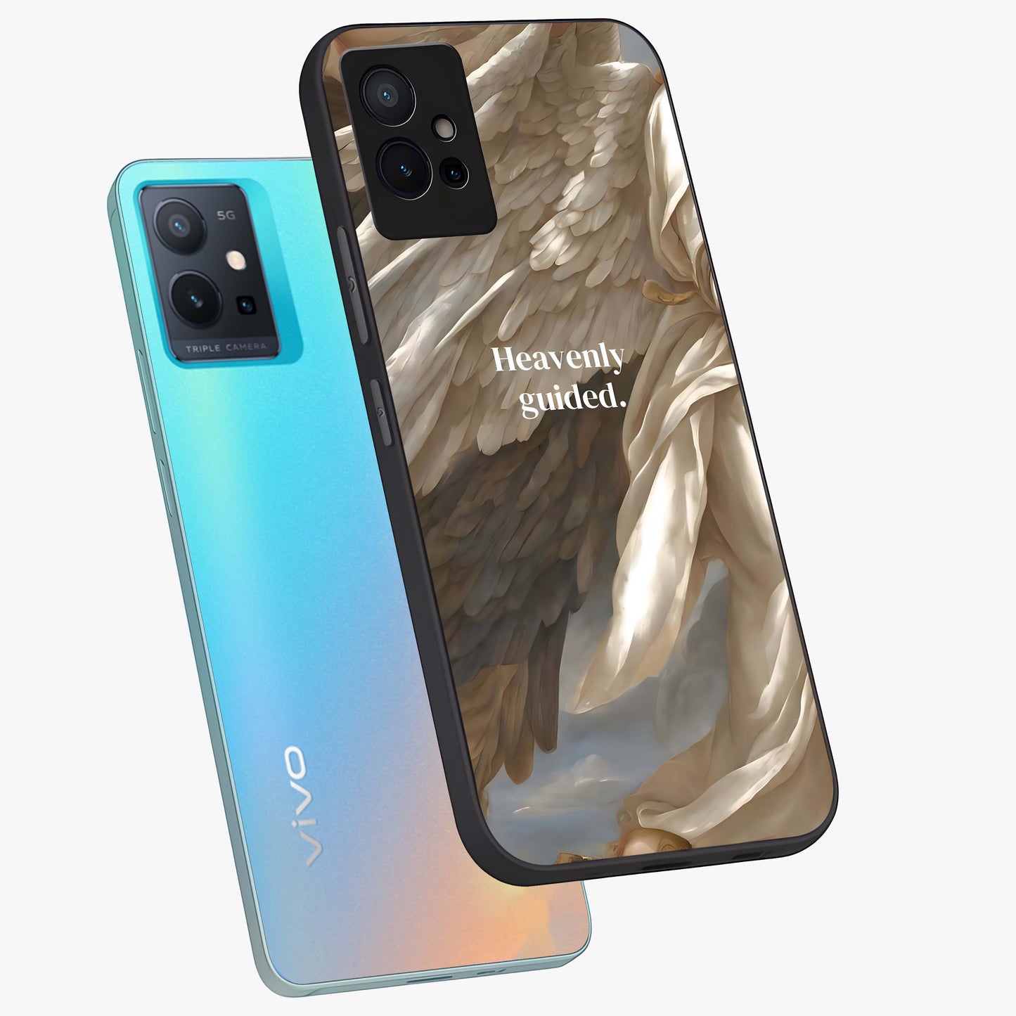 Divine Winged Grace Glass Case displayed in angled mockup highlighting graceful wing design with divine aesthetic style.