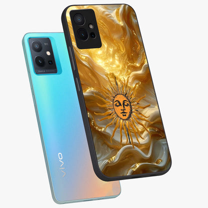 Eternal Golden Glow Glass Case displayed in angled mockup highlighting glowing golden aesthetic design with elegant style.