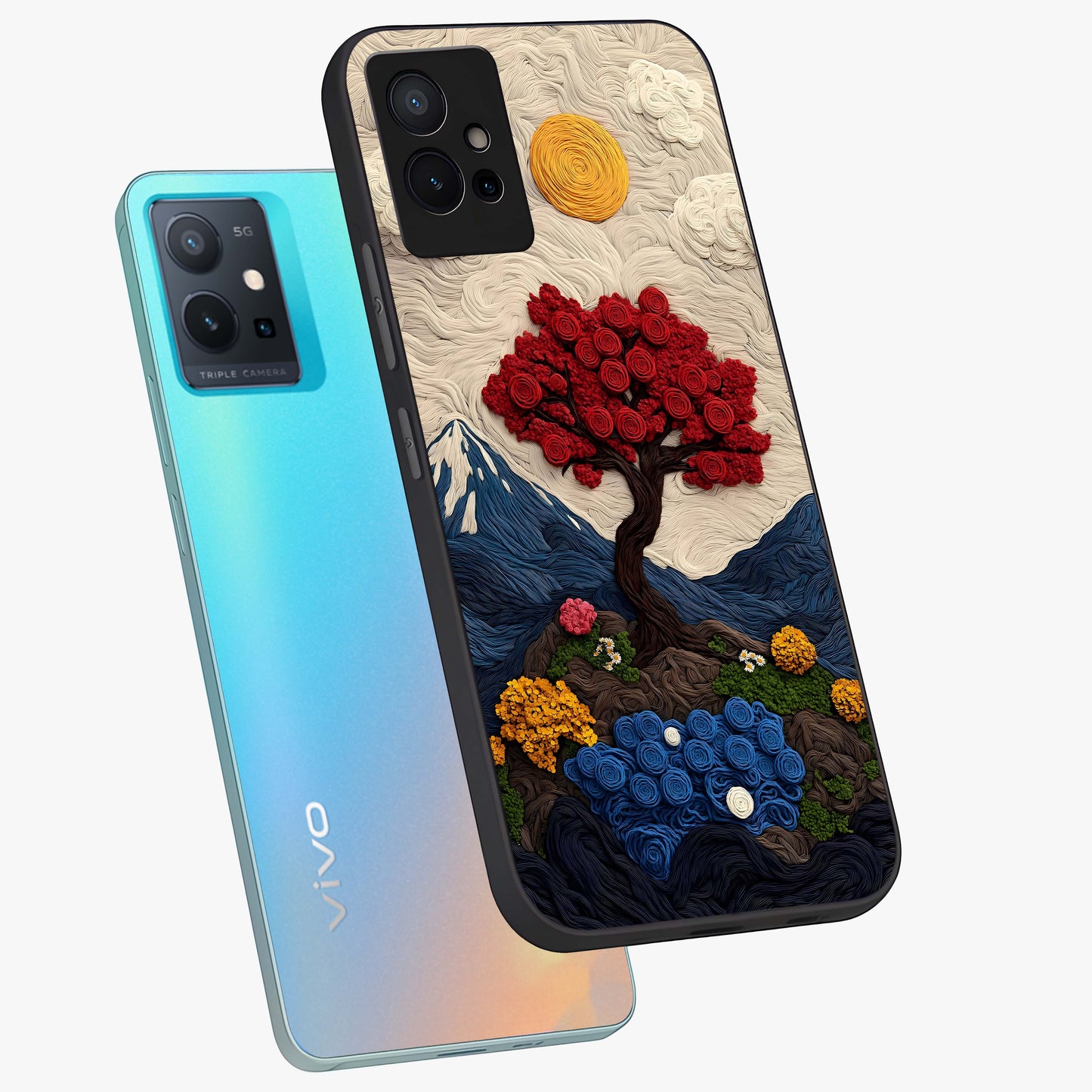 Eternal Nature Tapestry Glass Case displayed in angled mockup highlighting detailed botanical pattern with artistic aesthetic.