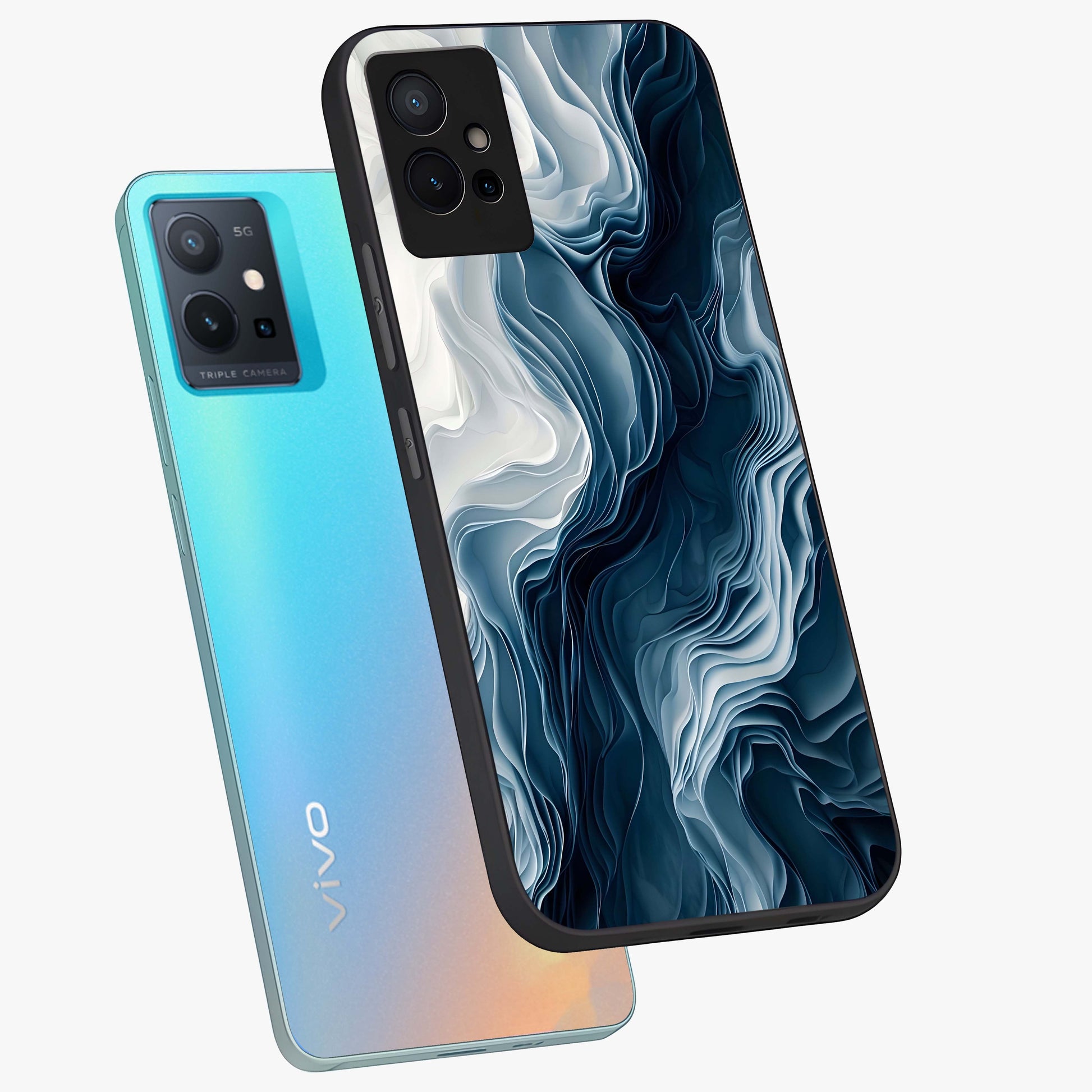 Ethereal Paper Marble Glass Case displayed in angled mockup highlighting elegant marble pattern with modern aesthetic style.