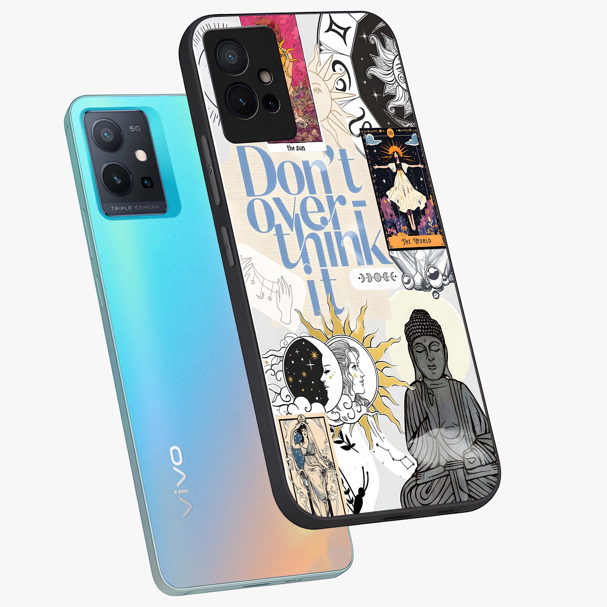 Ethereal Thoughts Glass Case displayed in angled mockup highlighting soft abstract design with calm ethereal aesthetic.