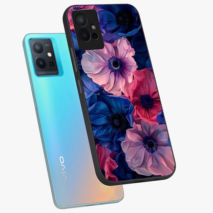 Flower Paper Art Pattern Glass Case displayed in angled mockup highlighting layered paper flower design with artistic aesthetic.