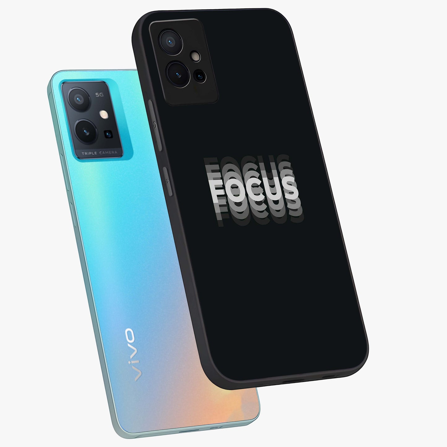 Focus Mode On Glass Case displayed in angled mockup highlighting clean minimal text artwork with modern aesthetic style.