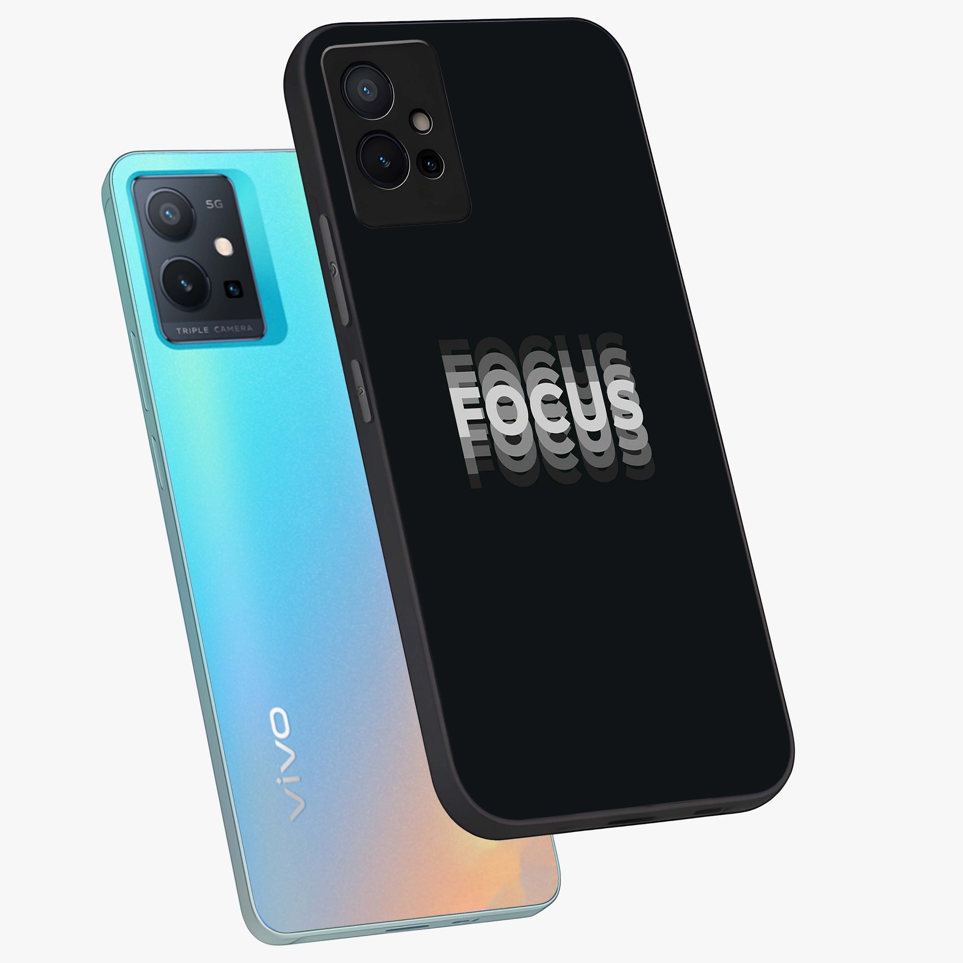 Focus Mode On Glass Case displayed in angled mockup highlighting clean minimal text artwork with modern aesthetic style.