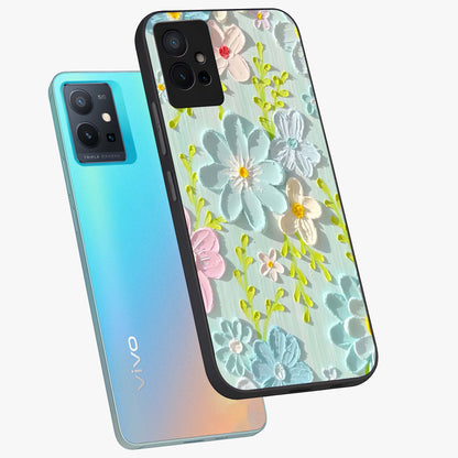 Frosted Petal Garden Glass Case displayed in angled mockup highlighting delicate flower petal design with calm garden aesthetic.