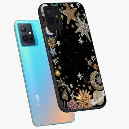 Galactic Jewel Stars Glass Case displayed in angled mockup highlighting shining celestial star design with cosmic aesthetic style.