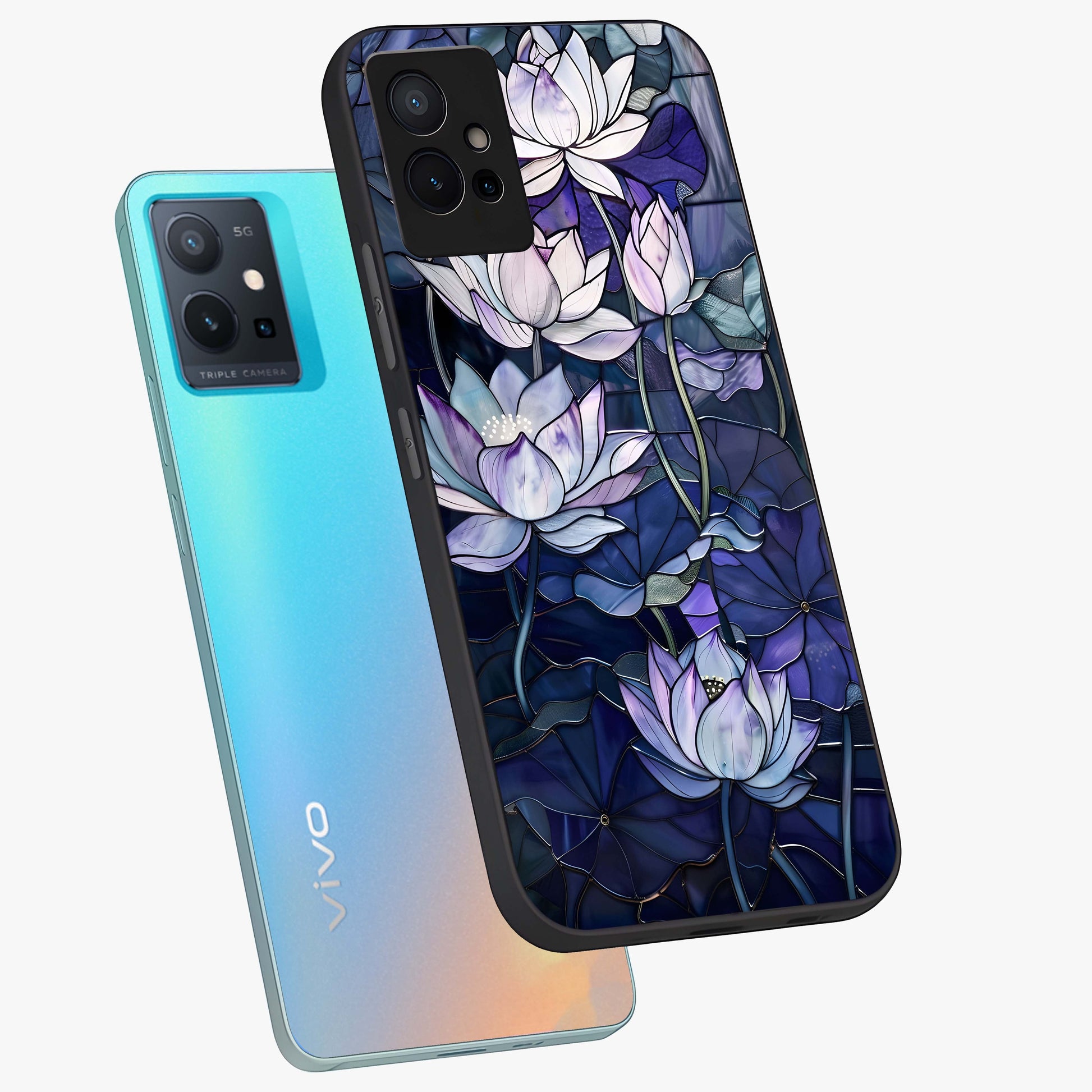 Gloss Petal Rush Glass Case displayed in angled mockup highlighting vibrant petal design with elegant floral aesthetic.