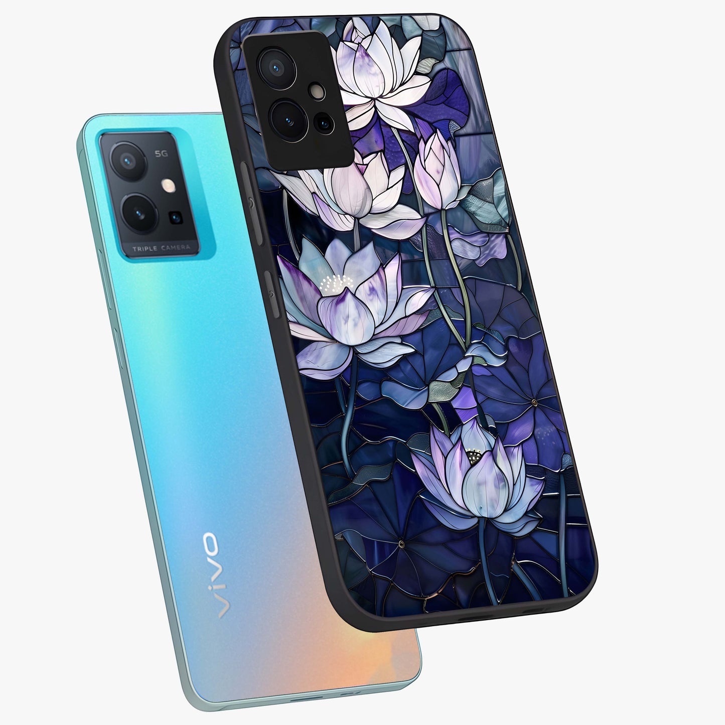 Gloss Petal Rush Glass Case displayed in angled mockup highlighting vibrant petal design with elegant floral aesthetic.