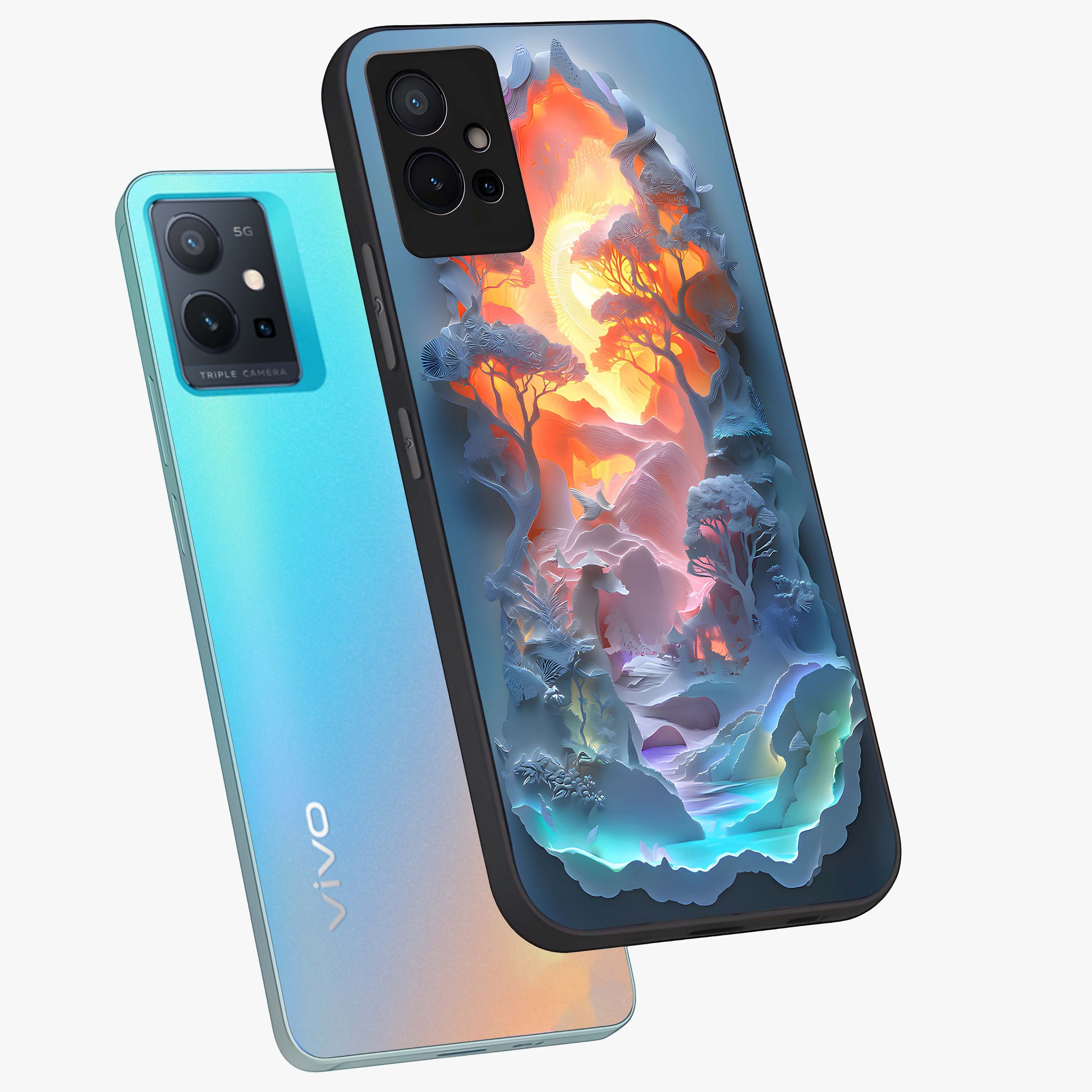 Glow Forest Portal Glass Case displayed in angled mockup highlighting mystical forest design with magical glowing aesthetic.
