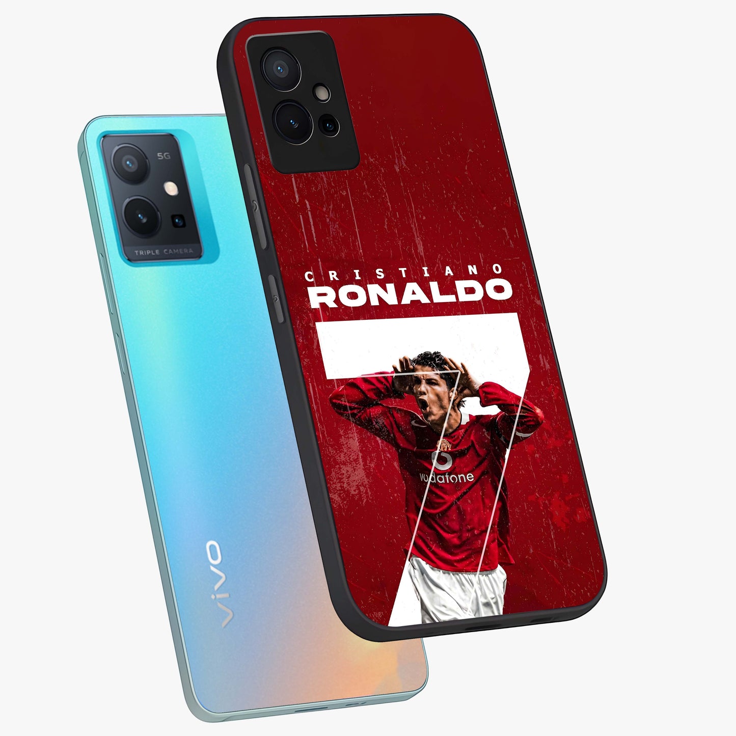 Goal Celebration Legacy Glass Case displayed in angled mockup highlighting energetic sports celebration design with bold athletic theme.