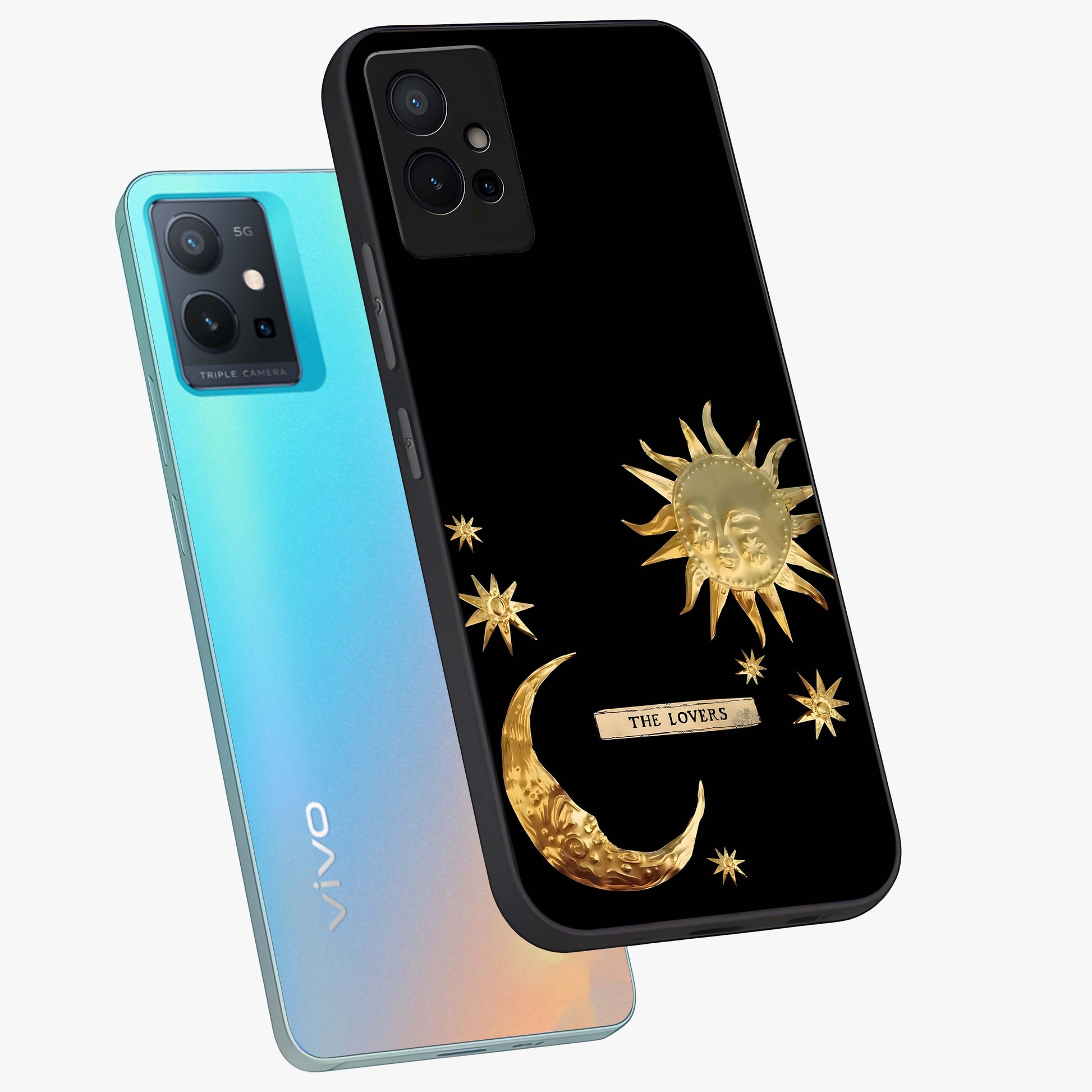 Gold Sun Blush Glass Case displayed in angled mockup highlighting radiant sun design with warm golden aesthetic.