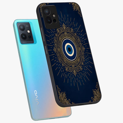 Golden Celestial Charm Glass Case displayed in angled mockup highlighting sparkling cosmic charm design with celestial aesthetic.