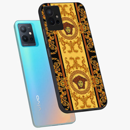 Golden Lotus Glow Glass Case displayed in angled mockup highlighting radiant lotus illustration with spiritual aesthetic.