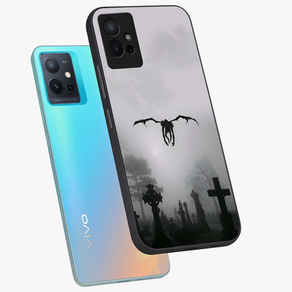 Graveyard Shadow Descent Glass Case displayed in angled mockup highlighting eerie shadow illustration with gothic aesthetic.