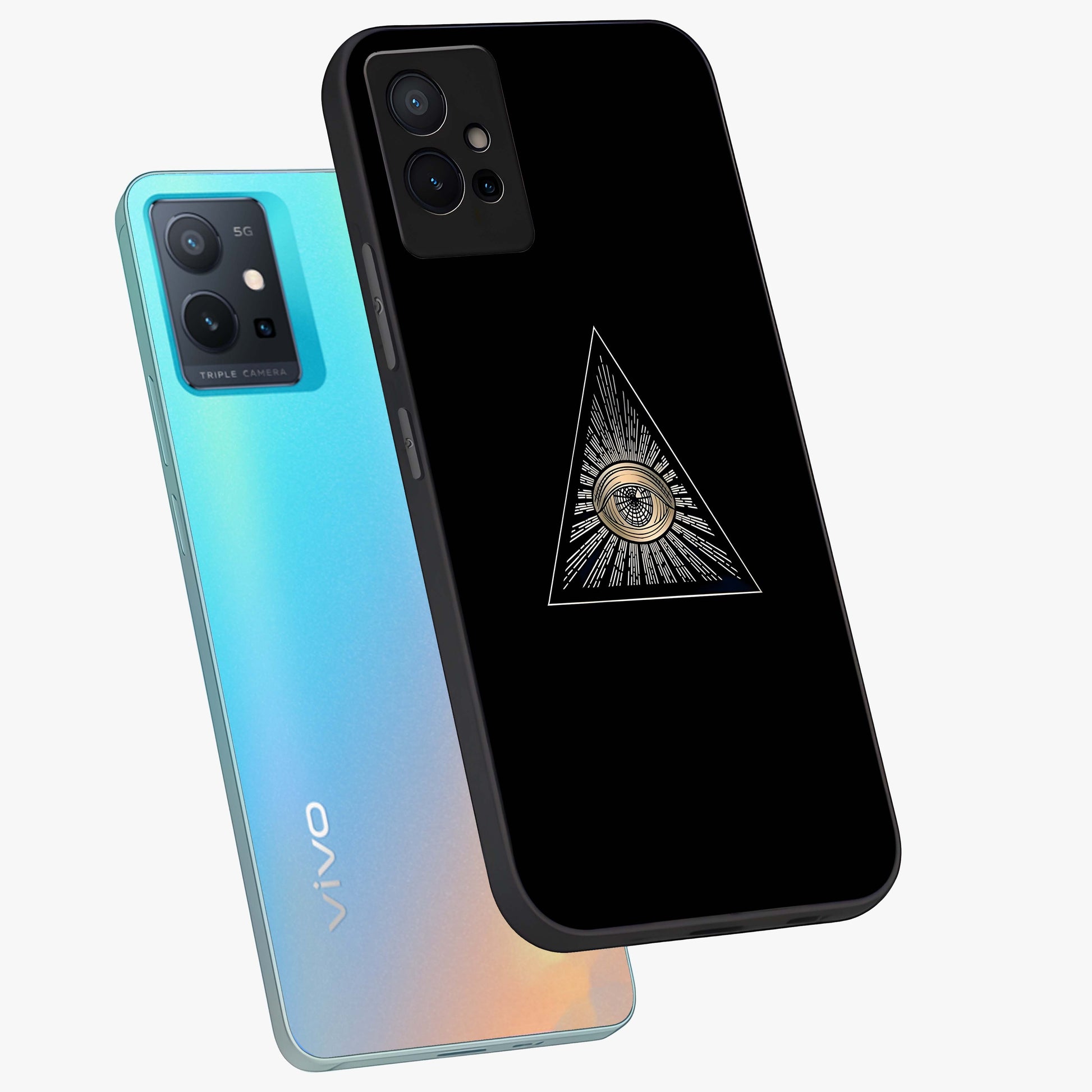Illuminati Evil Glass Case displayed in angled mockup highlighting dark occult inspired design with bold aesthetic style.