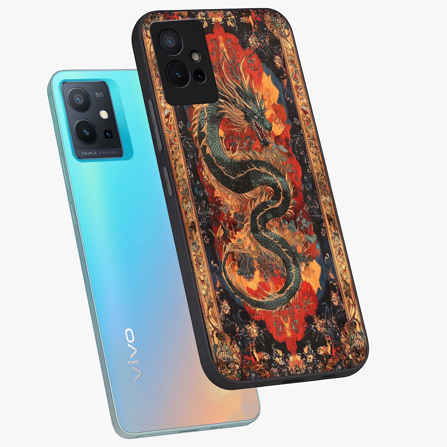 Inferno Dragon Soul Glass Case displayed in angled mockup highlighting powerful dragon illustration with inferno aesthetic.