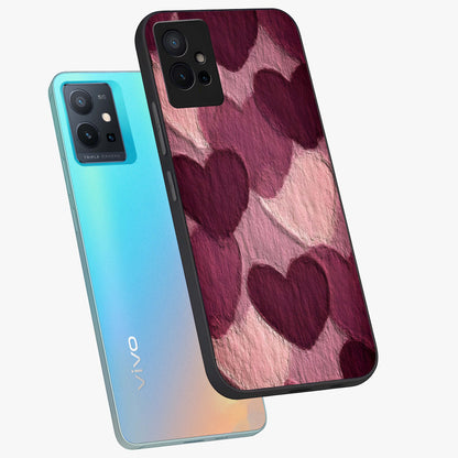 Layered Paper Hearts Glass Case displayed in angled mockup highlighting creative paper craft heart design with romantic aesthetic.