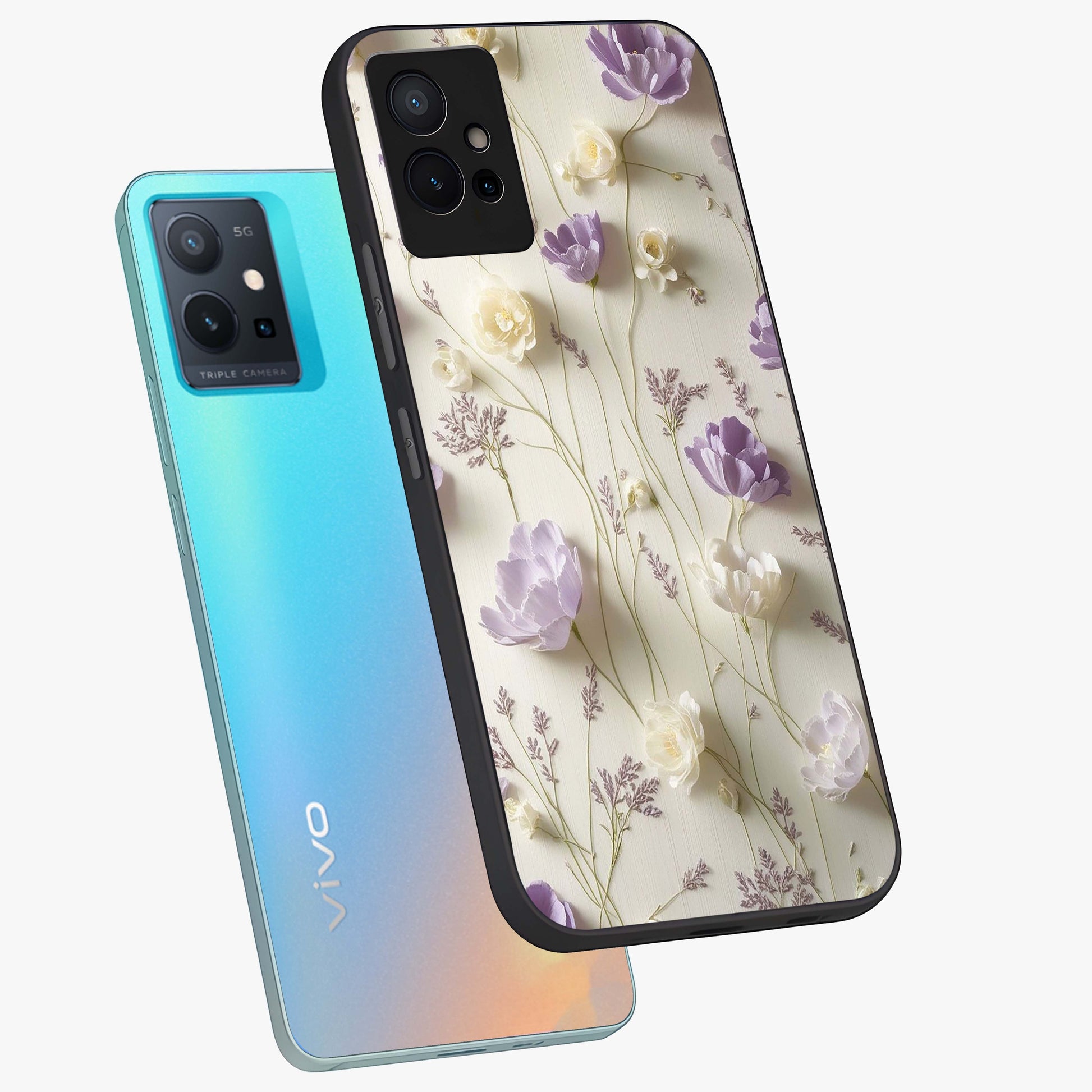 Lilac Breeze Harmony Glass Case displayed in angled mockup highlighting calm lilac breeze design with soothing aesthetic style.