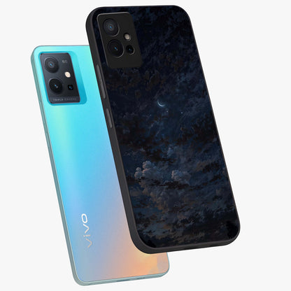 Lunar Veil Silence Glass Case displayed in angled mockup highlighting soft lunar design with peaceful celestial aesthetic.