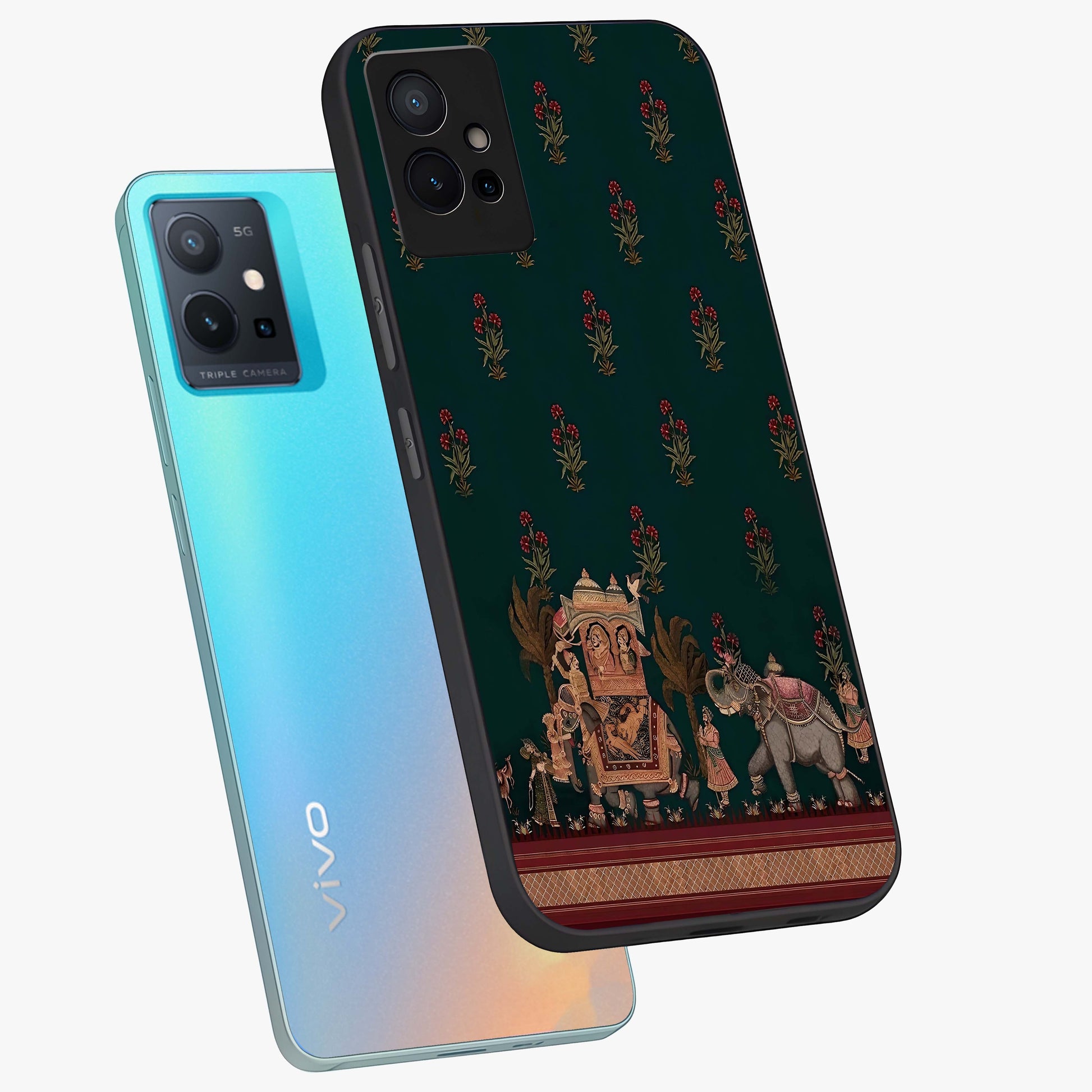 Macmerise Glass Case displayed in angled mockup highlighting trendy graphic design with sleek aesthetic style.