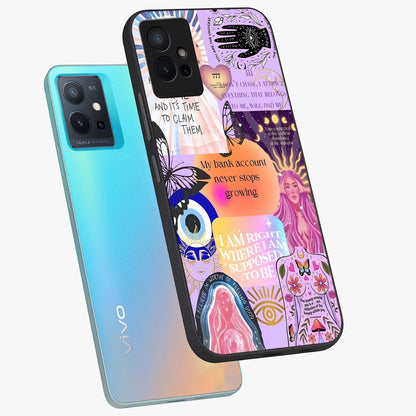 Manifestation Collage Glass Case displayed in angled mockup highlighting inspirational aesthetic collage design.