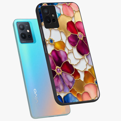 Marble Flower Pattern Glass Case displayed in angled mockup highlighting elegant marble floral design with modern aesthetic.