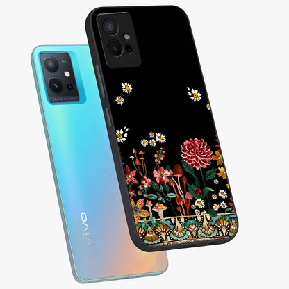 Midnight Bloom Pattern Glass Case displayed in angled mockup highlighting elegant flower design with midnight aesthetic style.