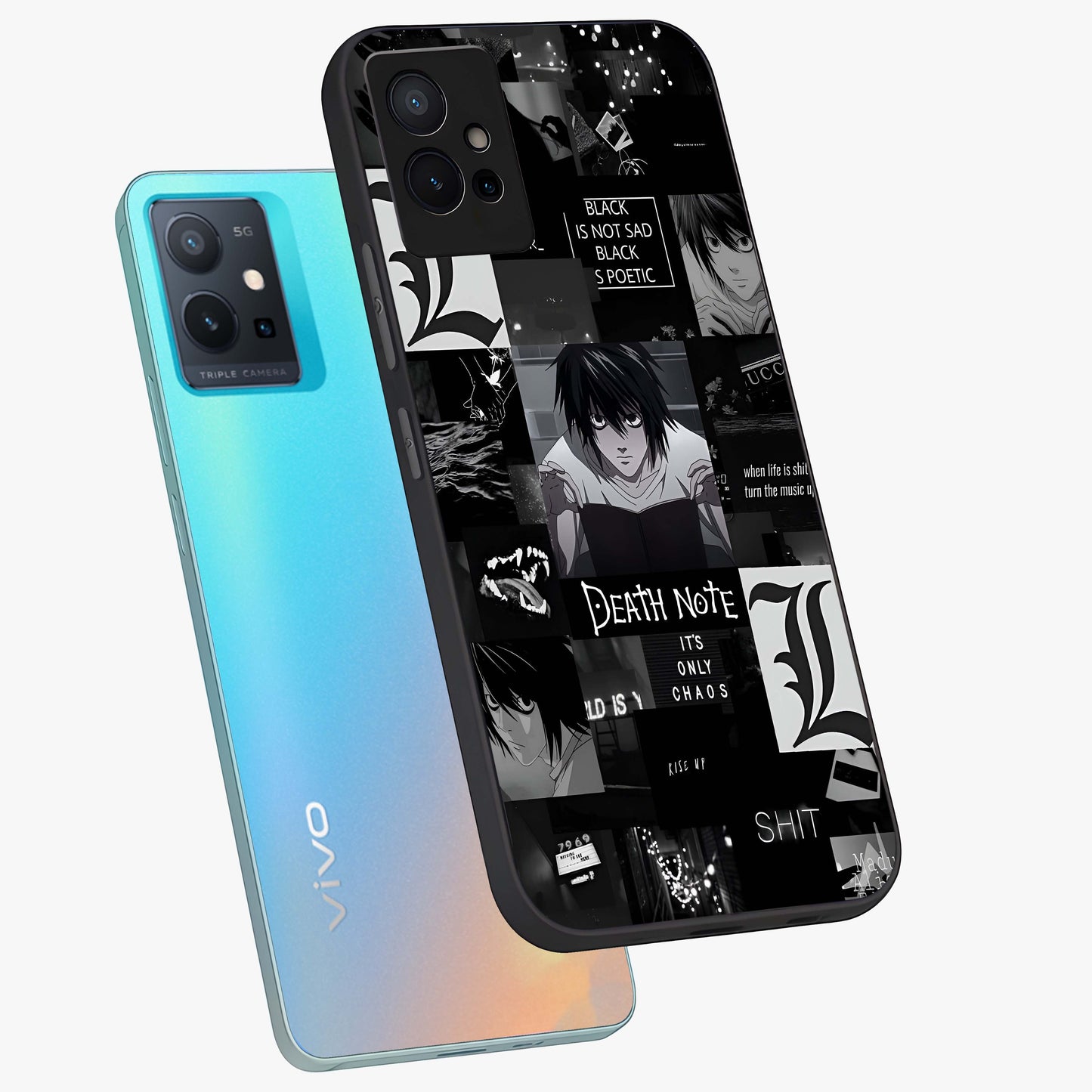 Midnight Chaos Mind Glass Case displayed in angled mockup highlighting chaotic artistic design with dramatic midnight aesthetic.